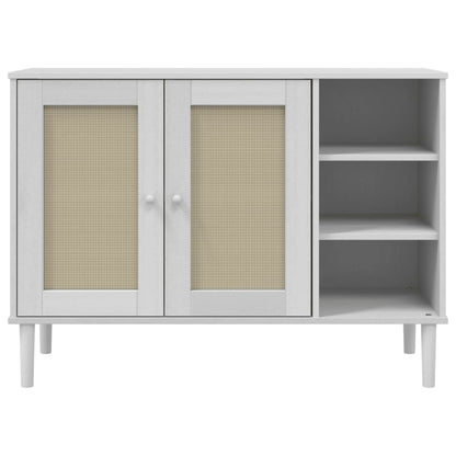 Credenza SENJA Aspetto Rattan Bianco 112x40x80 cm Massello Pino - homemem39