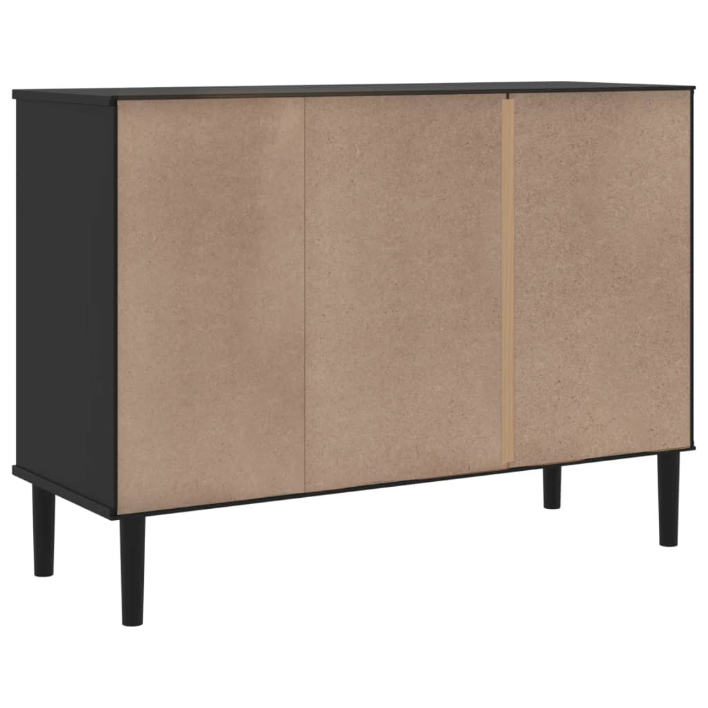 Credenza SENJA Aspetto Rattan Nero 112x40x80 cm Massello Pino | homemem39
