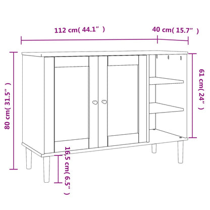 Credenza SENJA Aspetto Rattan Nero 112x40x80 cm Massello Pino | homemem39