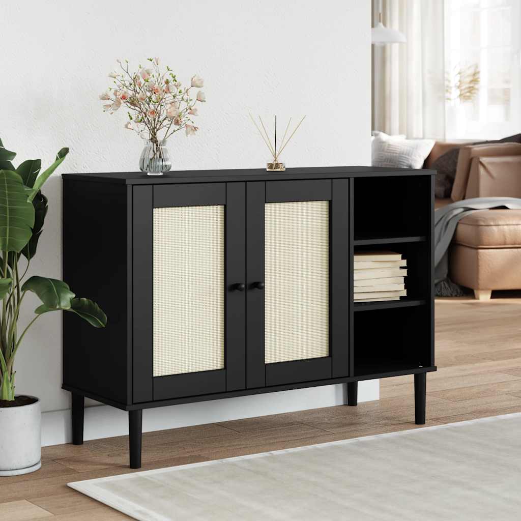 Credenza SENJA Aspetto Rattan Massello Pino