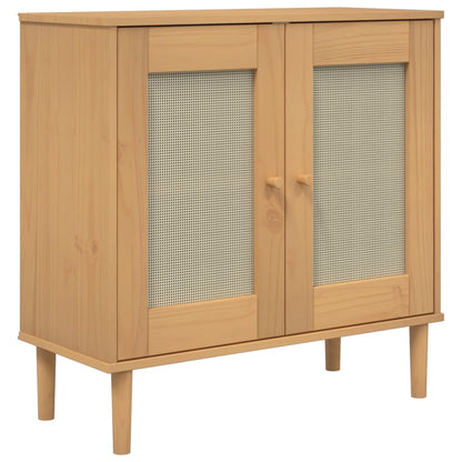 Credenza SENJA Aspetto Rattan Marrone 80x35x80 cm Massello Pino | homemem39