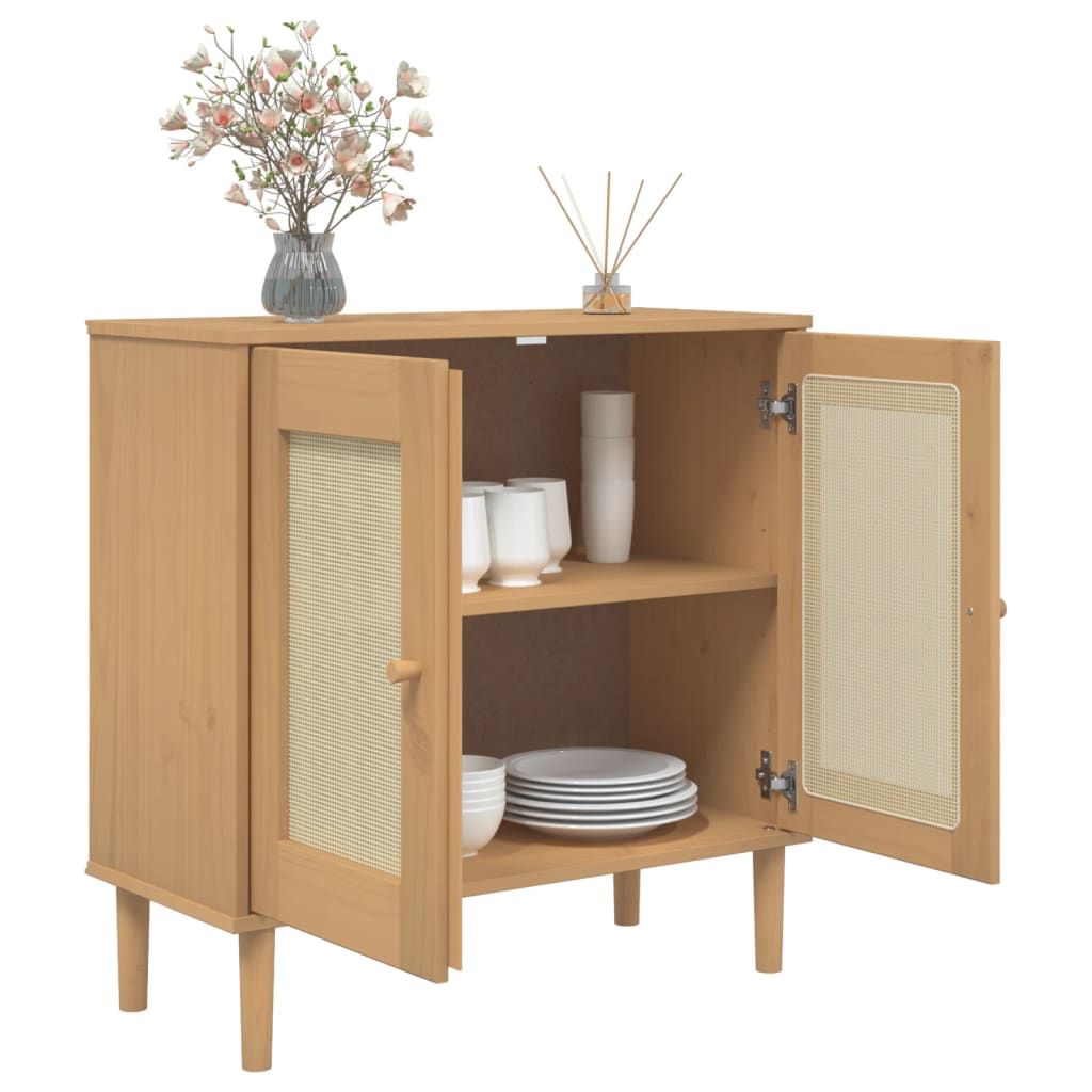 Credenza SENJA Aspetto Rattan Massello Pino