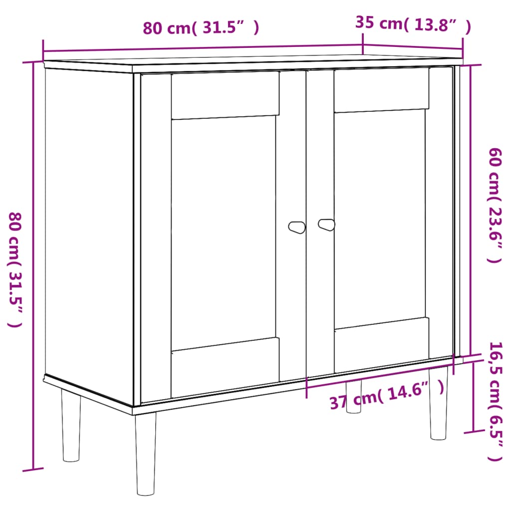 Credenza SENJA Aspetto Rattan Marrone 80x35x80 cm Massello Pino | homemem39