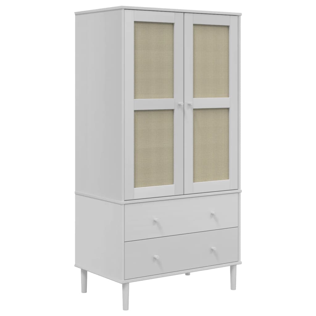 Armadio SENJA Aspetto Rattan Bianco 90x55x175 cm Massello Pino | homemem39