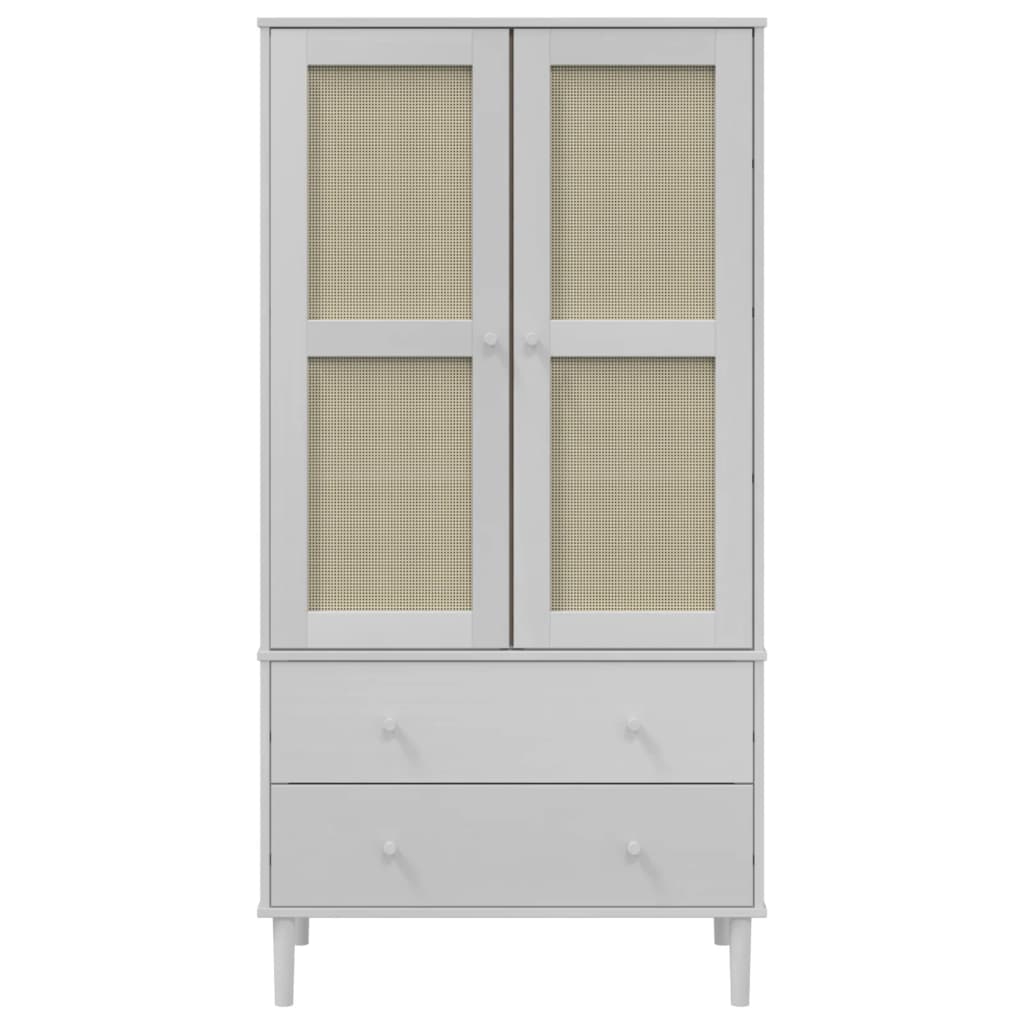 Armadio SENJA Aspetto Rattan Bianco 90x55x175 cm Massello Pino | homemem39