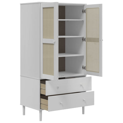 Armadio SENJA Aspetto Rattan Bianco 90x55x175 cm Massello Pino | homemem39