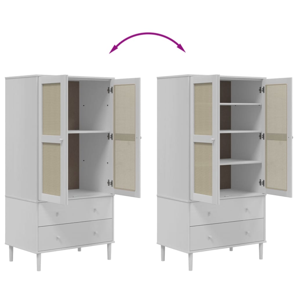 Armadio SENJA Aspetto Rattan Bianco 90x55x175 cm Massello Pino | homemem39
