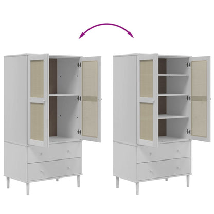 Armadio SENJA Aspetto Rattan Bianco 90x55x175 cm Massello Pino | homemem39