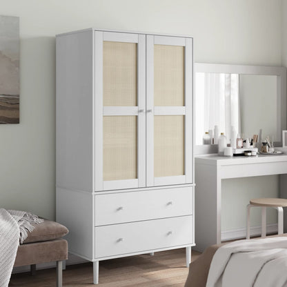 Armadio SENJA Aspetto Rattan Bianco 90x55x175 cm Massello Pino | homemem39