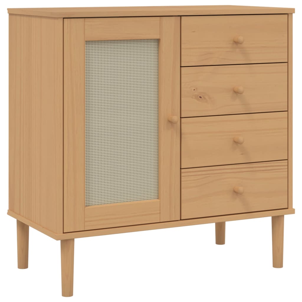 Credenza SENJA Aspetto Rattan Marrone 80x40x80 cm Massello Pino - homemem39