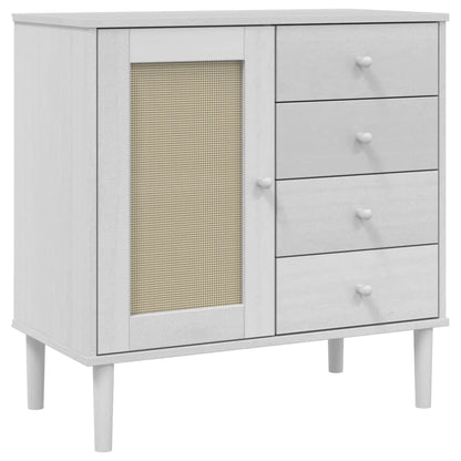 Credenza SENJA Aspetto Rattan Bianco 80x40x80 cm Massello Pino - homemem39