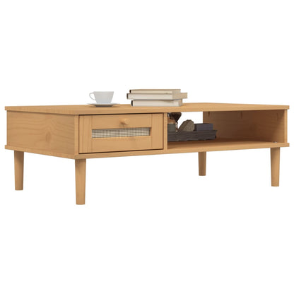 Tavolino SENJA Aspetto Rattan Marrone 100x55x33 Legno Massello | homemem39