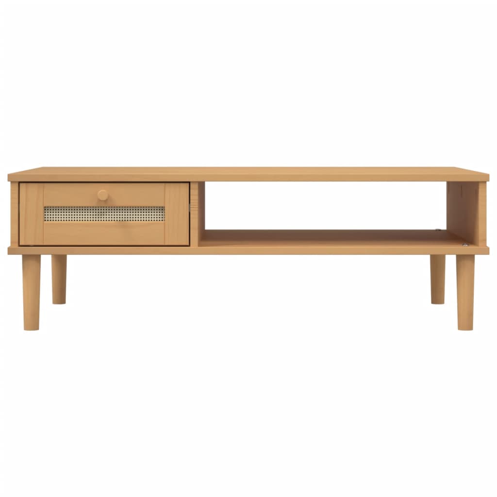 Tavolino SENJA Aspetto Rattan Marrone 100x55x33 Legno Massello | homemem39