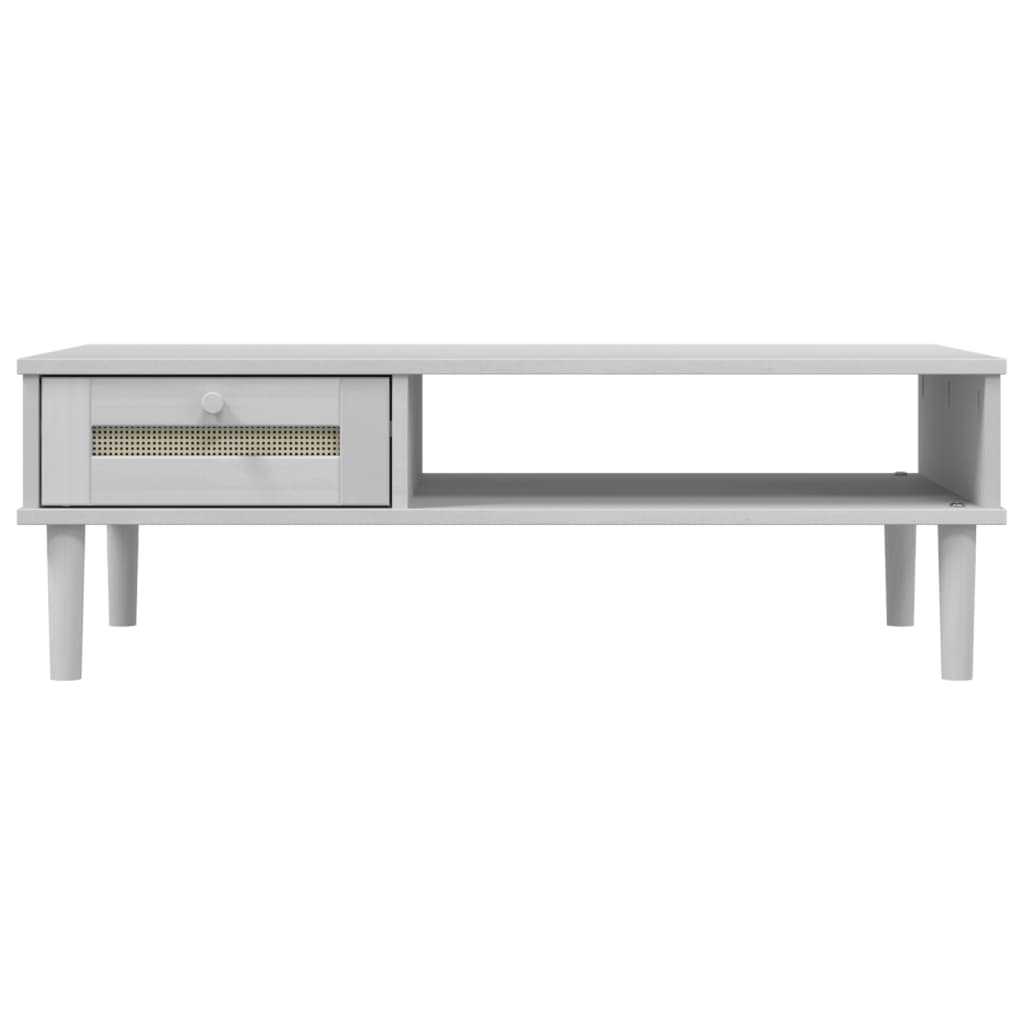 Tavolino SENJA Aspetto Rattan Bianco 100x55x33cm Legno Massello | homemem39