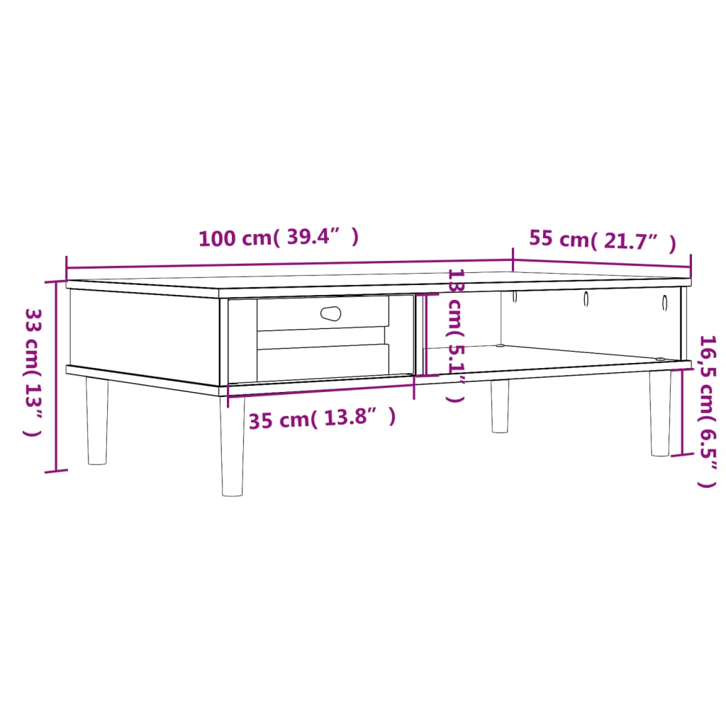 Tavolino SENJA Aspetto Rattan Bianco 100x55x33cm Legno Massello | homemem39