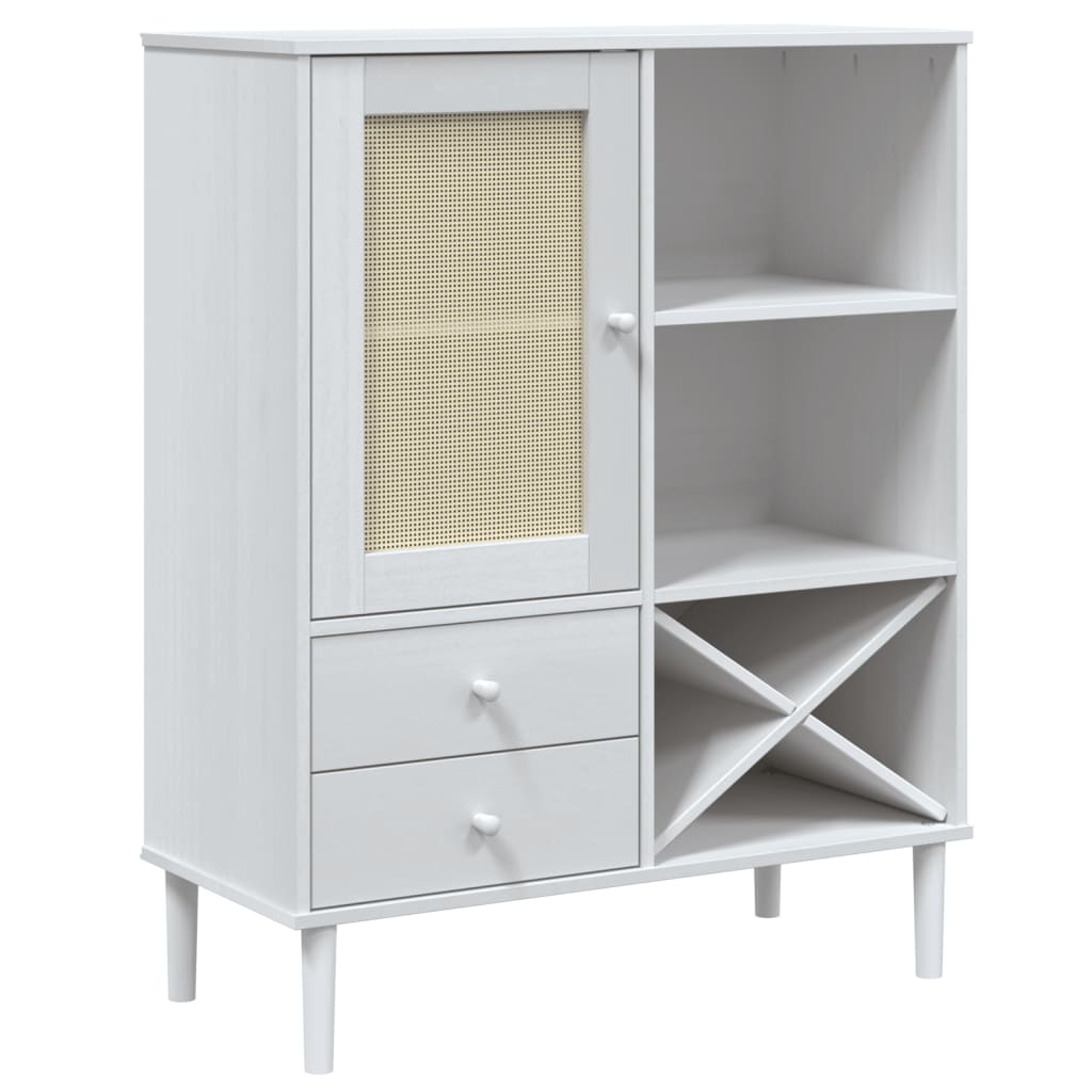 Credenza SENJA Aspetto Rattan 90x40x112cm Massello Pino