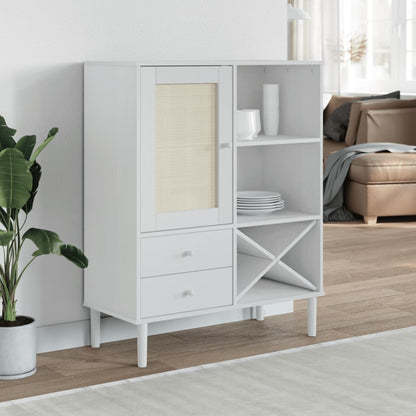 Credenza SENJA Aspetto Rattan 90x40x112cm Massello Pino