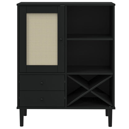 Credenza SENJA Aspetto Rattan 90x40x112cm Massello Pino