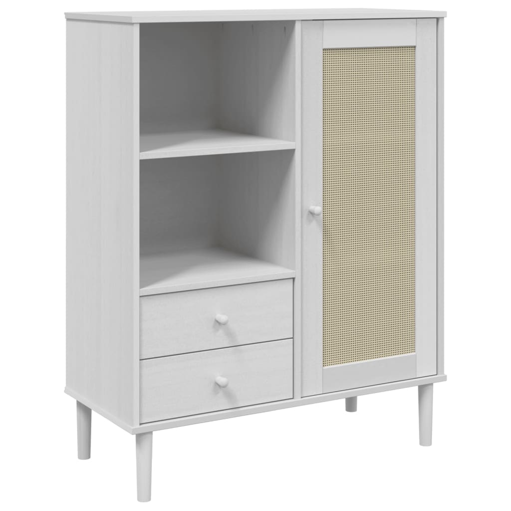 Credenza SENJA Aspetto Rattan 90x40x112cm Massello Pino