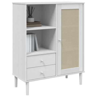 Credenza SENJA Aspetto Rattan 90x40x112cm Massello Pino