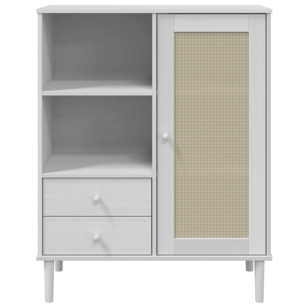 Credenza SENJA Aspetto Rattan 90x40x112cm Massello Pino