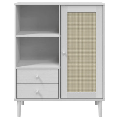 Credenza SENJA Aspetto Rattan 90x40x112cm Massello Pino