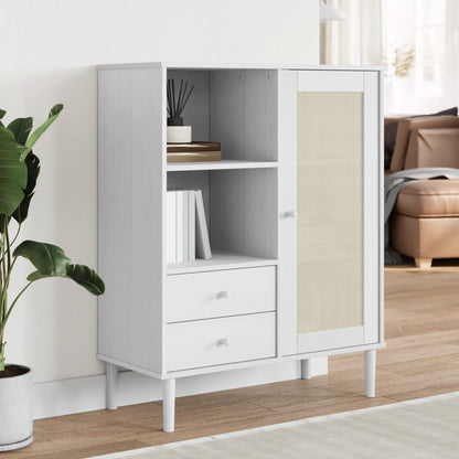 Credenza SENJA Aspetto Rattan 90x40x112cm Massello Pino