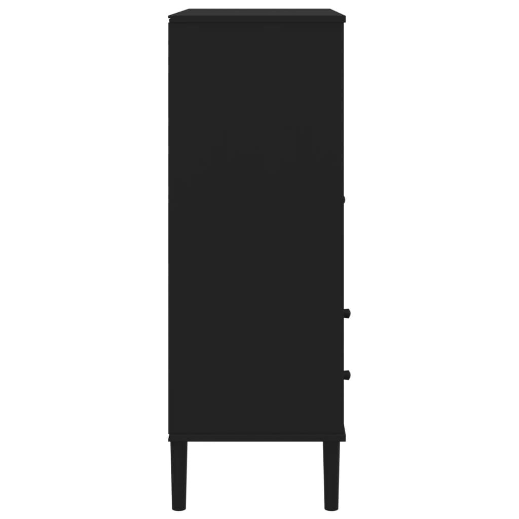 Credenza SENJA Aspetto Rattan Nero 90x40x112 cm Massello Pino - homemem39