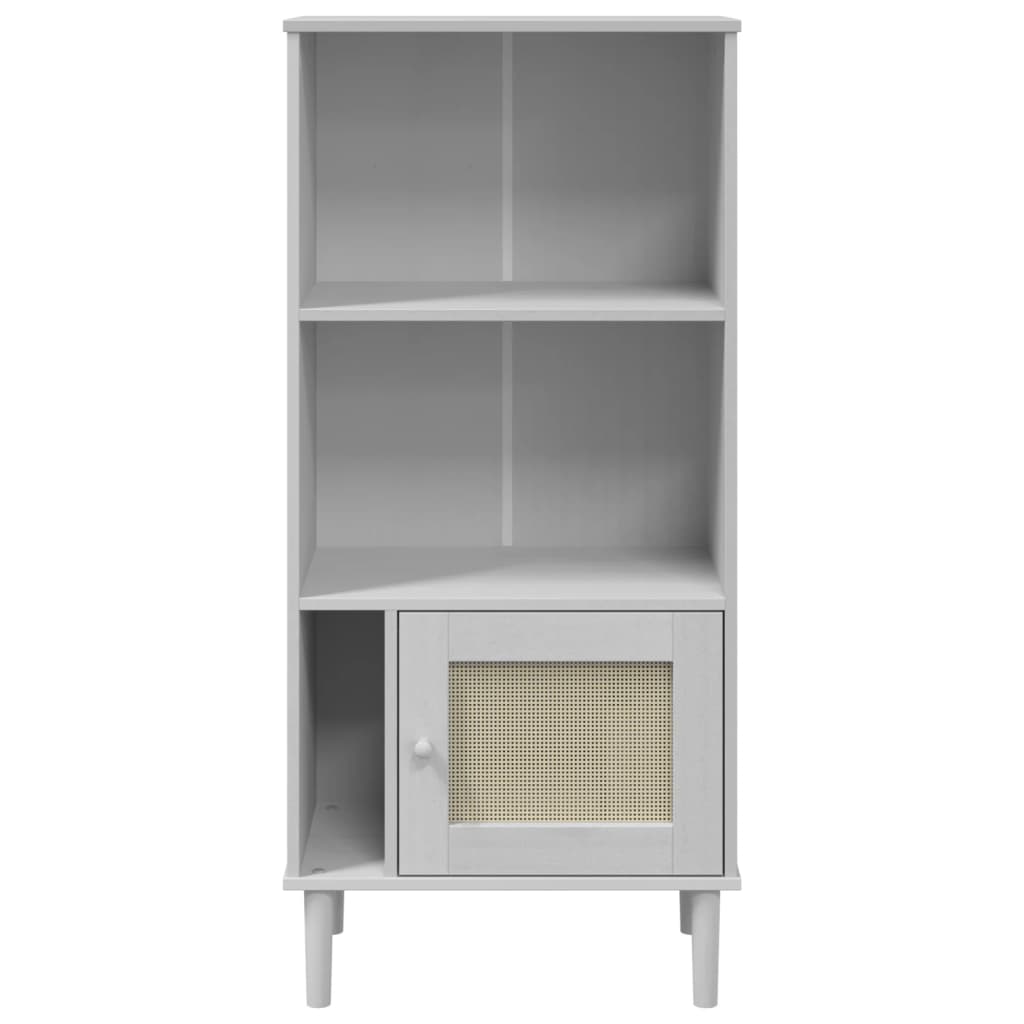 Credenza SENJA Aspetto Rattan Bianco 60x35x130 cm Massello Pino