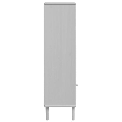 Credenza SENJA Aspetto Rattan Bianco 60x35x130 cm Massello Pino