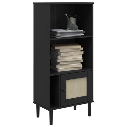 Credenza SENJA Aspetto Rattan Nera 60x35x130 cm Legno Pino | homemem39