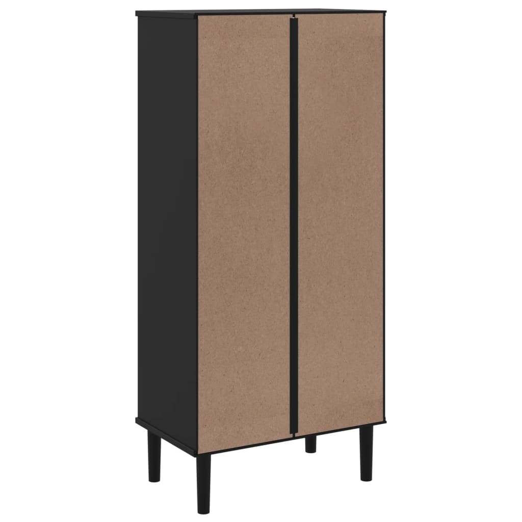 Credenza SENJA Aspetto Rattan Nera 60x35x130 cm Legno Pino | homemem39