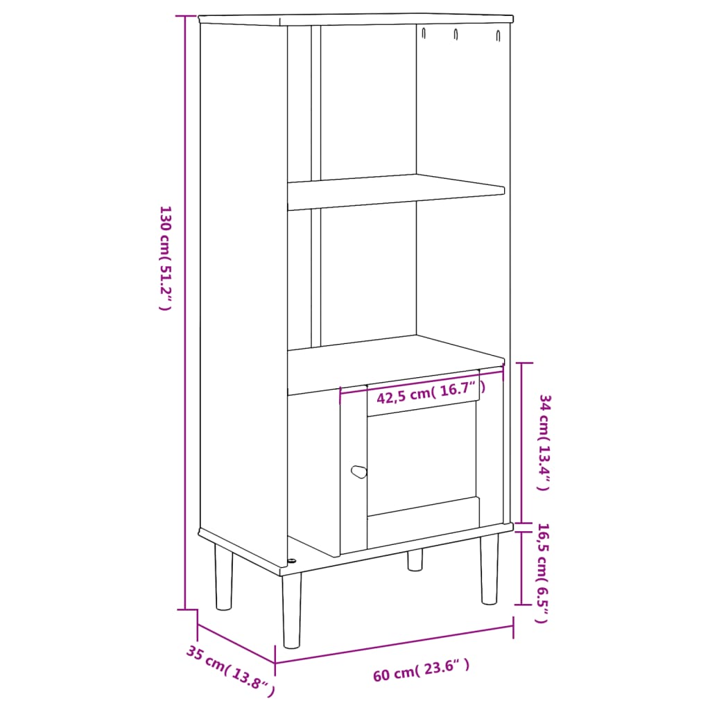 Credenza SENJA Aspetto Rattan Nera 60x35x130 cm Legno Pino | homemem39