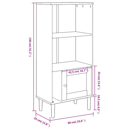 Credenza SENJA Aspetto Rattan Nera 60x35x130 cm Legno Pino | homemem39
