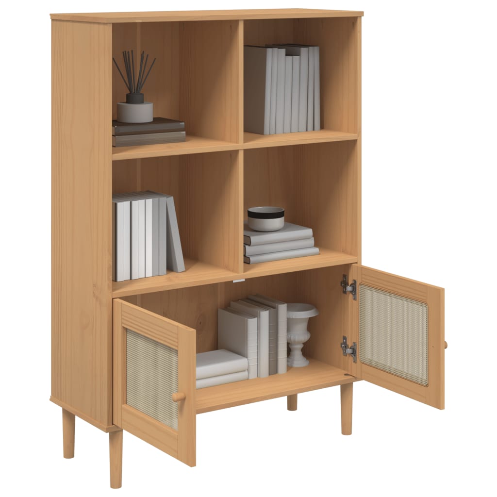 Credenza SENJA Aspetto Rattan Marrone 90x35x130 cm Legno Pino | homemem39