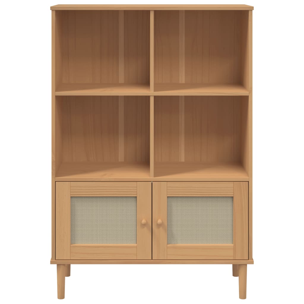 Credenza SENJA Aspetto Rattan Marrone 90x35x130 cm Legno Pino | homemem39