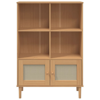 Credenza SENJA Aspetto Rattan Marrone 90x35x130 cm Legno Pino | homemem39