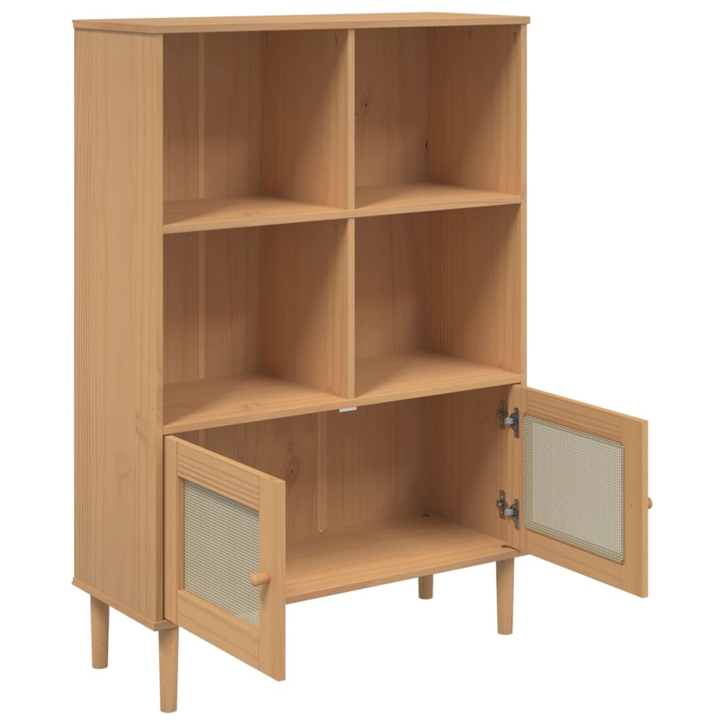 Credenza SENJA Aspetto Rattan Marrone 90x35x130 cm Legno Pino | homemem39