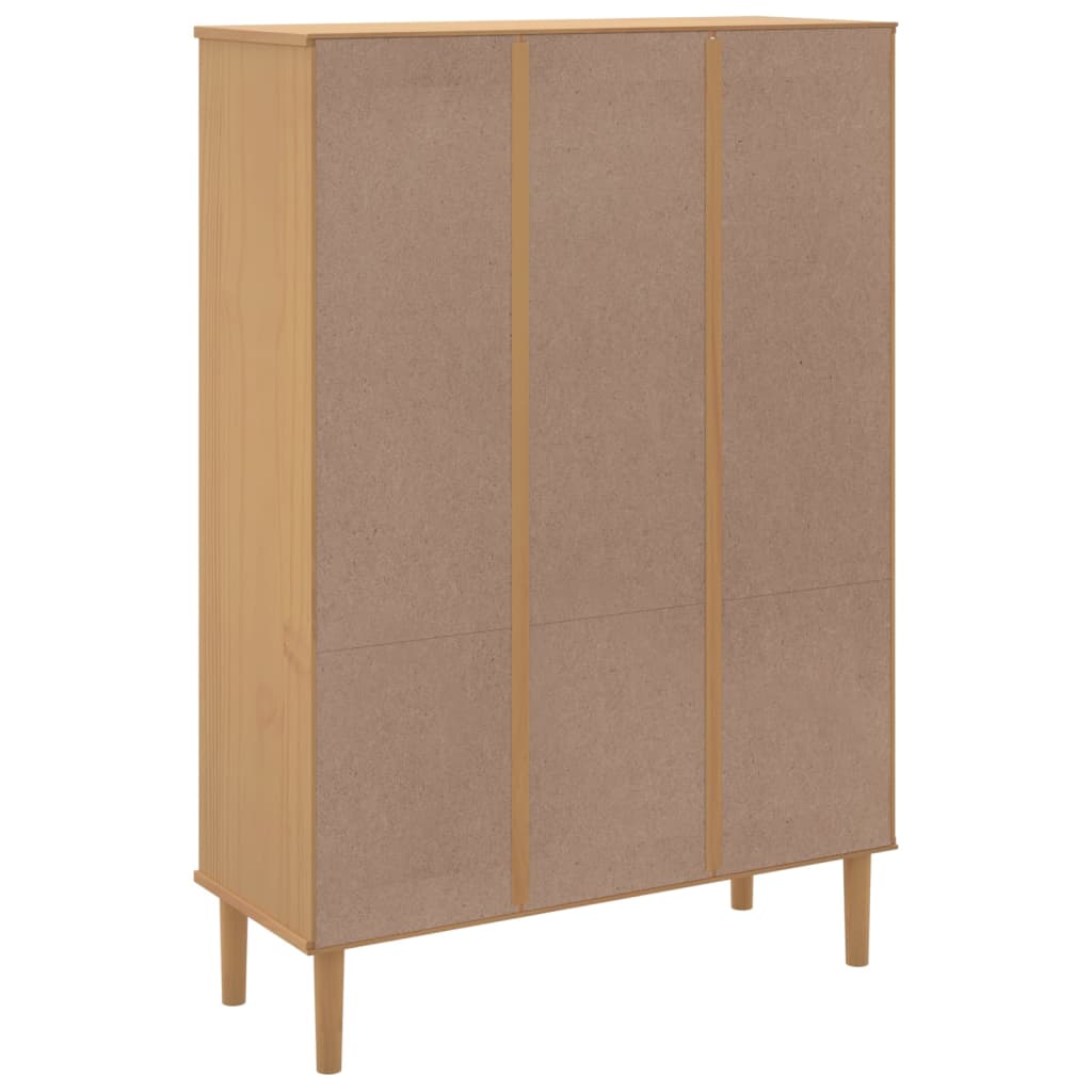 Credenza SENJA Aspetto Rattan Marrone 90x35x130 cm Legno Pino | homemem39