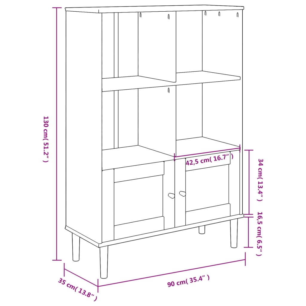 Credenza SENJA Aspetto Rattan Marrone 90x35x130 cm Legno Pino | homemem39