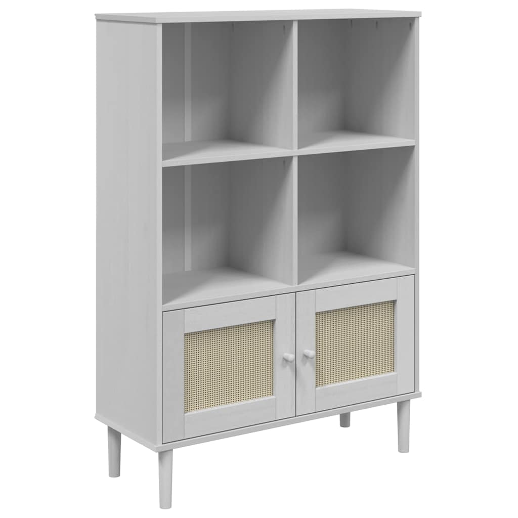 Credenza SENJA Aspetto Rattan Bianco 90x35x130 cm Massello Pino | homemem39