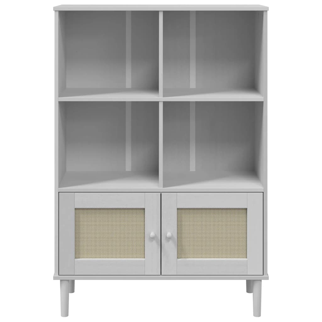 Credenza SENJA Aspetto Rattan Bianco 90x35x130 cm Massello Pino | homemem39