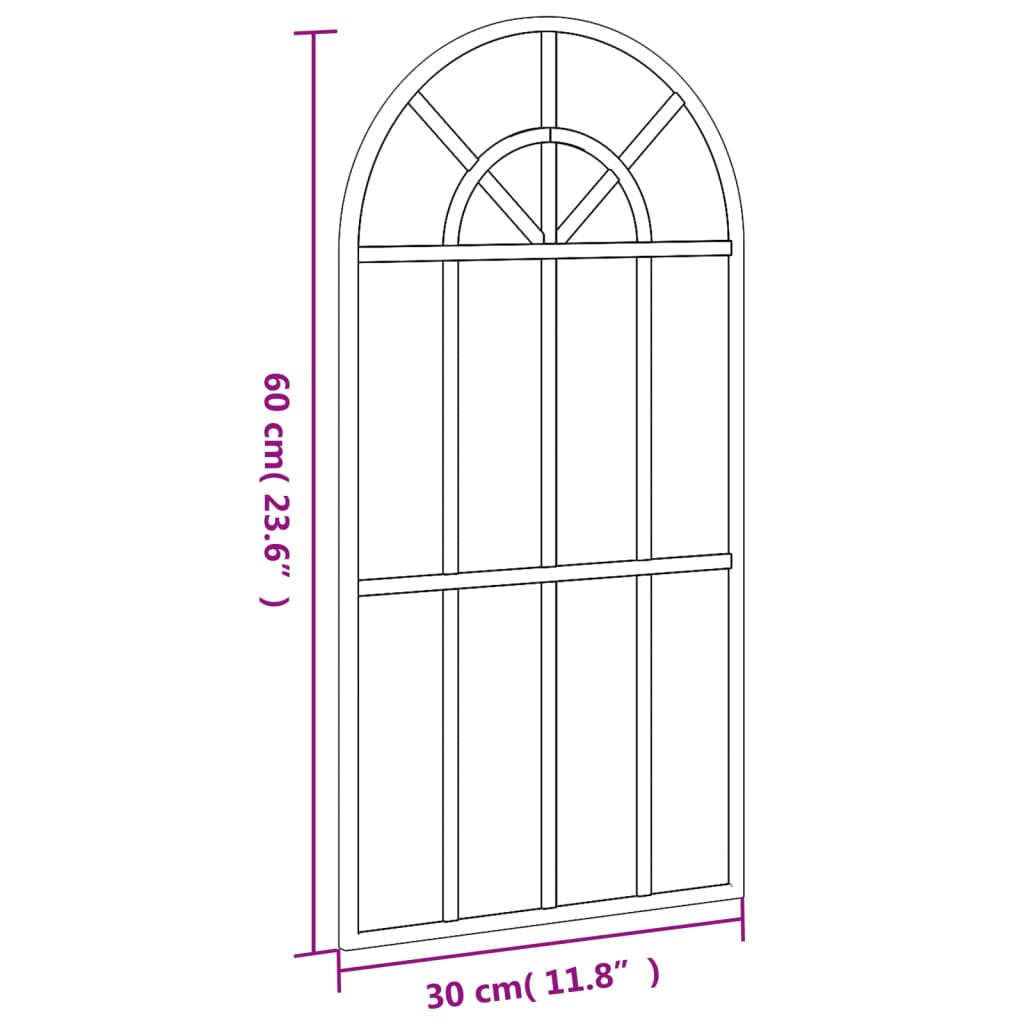 Specchio da Parete Nero 30x60 cm Arco in Ferro | homemem39