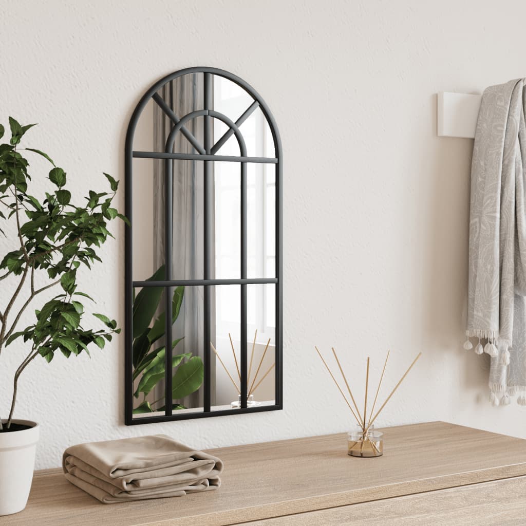 Specchio da Parete Nero 30x60 cm Arco in Ferro | homemem39