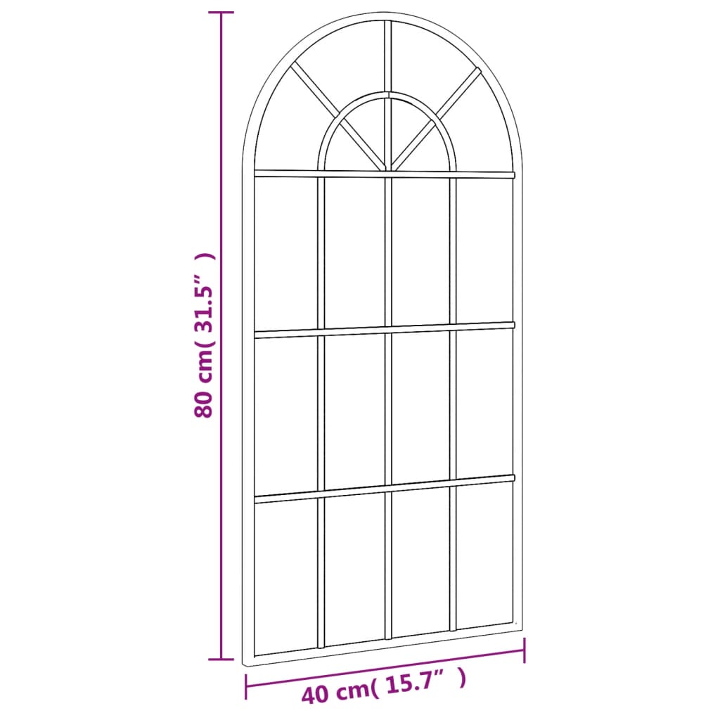Specchio da Parete Nero 40x80 cm Arco in Ferro | homemem39