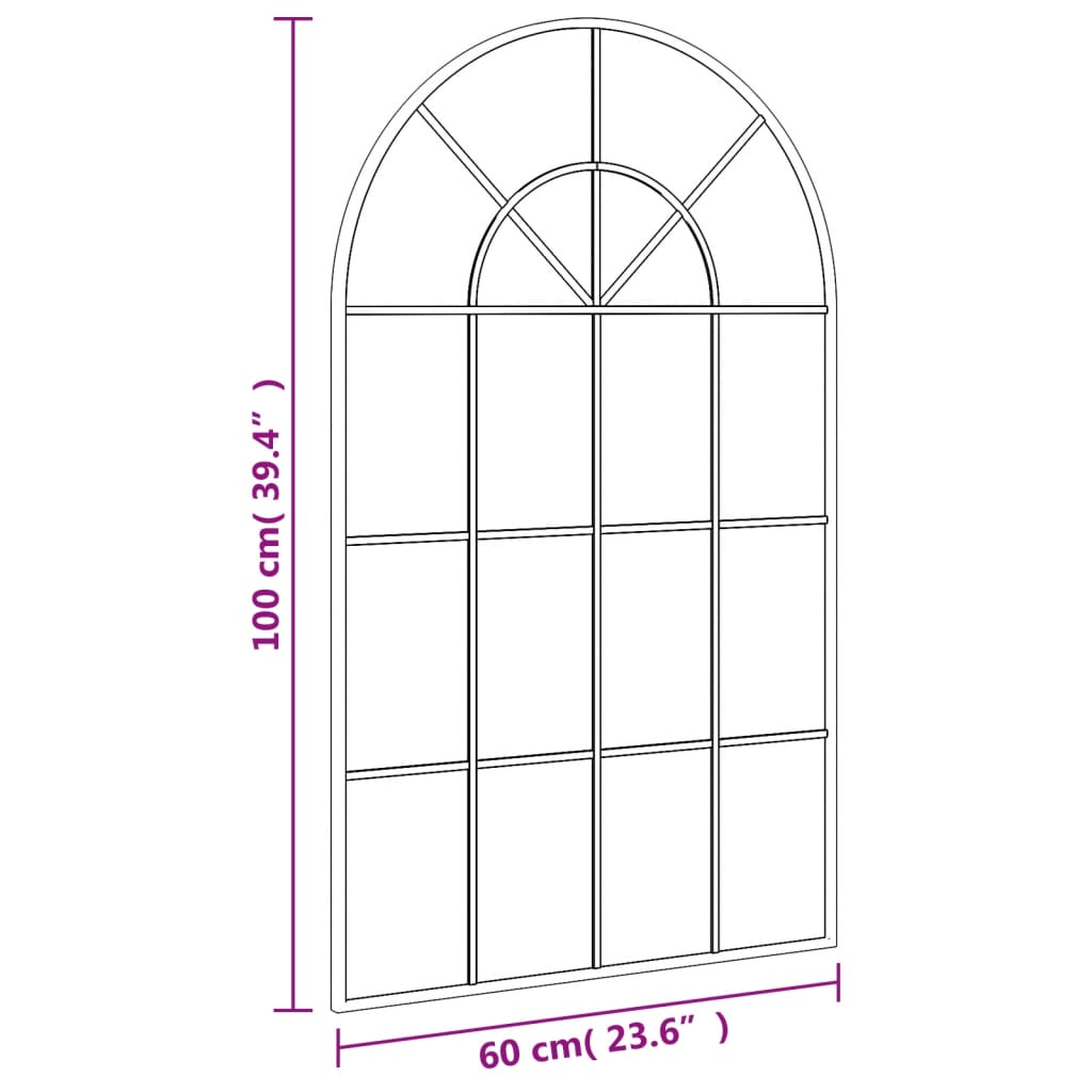 Specchio da Parete Nero 60x100 cm Arco in Ferro | homemem39
