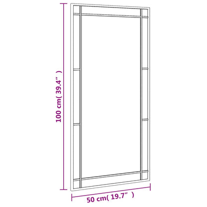 Specchio da Parete Nero 50x100 cm Rettangolare in Ferro | homemem39