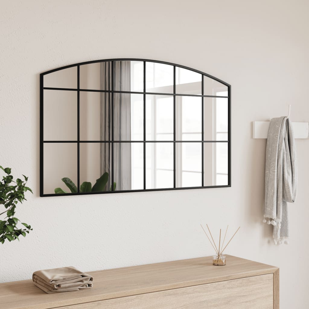 Specchio da Parete Nero 100x60 cm Arco in Ferro | homemem39