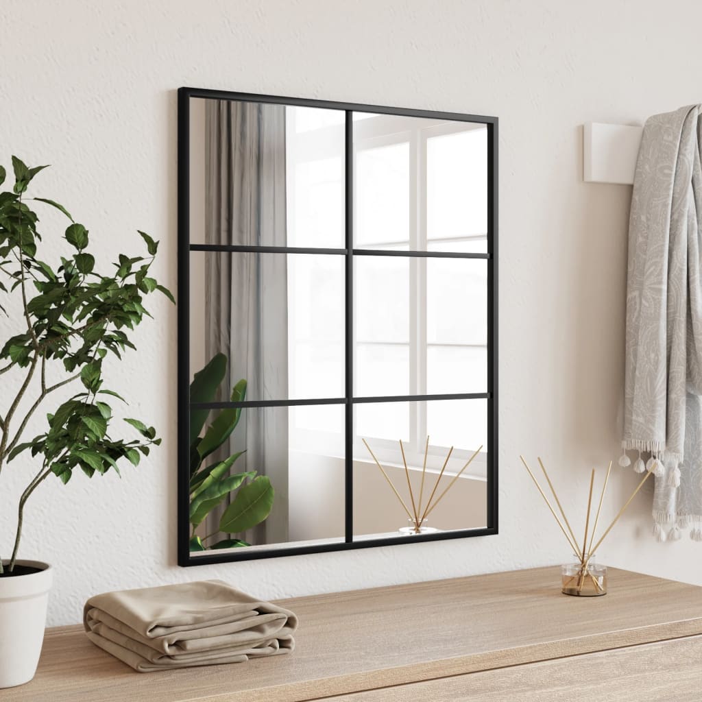 Specchio da Parete Nero 50x60 cm Rettangolare in Ferro | homemem39