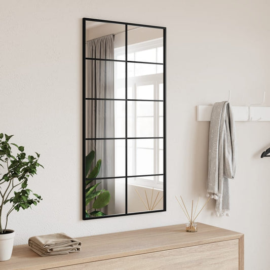 Specchio da Parete Nero 50x100 cm Rettangolare in Ferro | homemem39